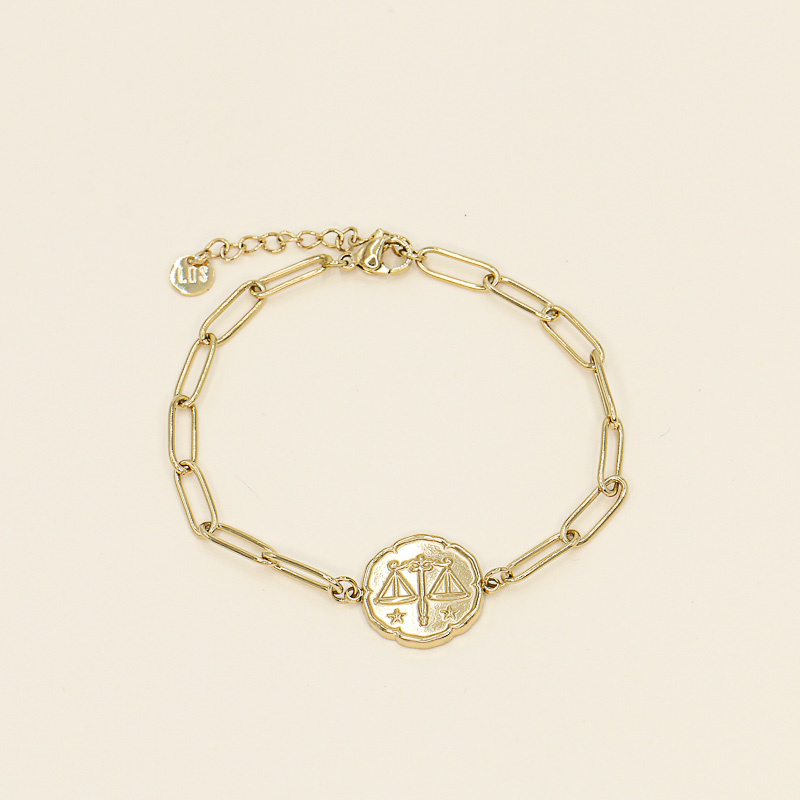 Bracelet signe astro BALANCE en acier inoxydable doré - Bijoux- Lilas de  Seine