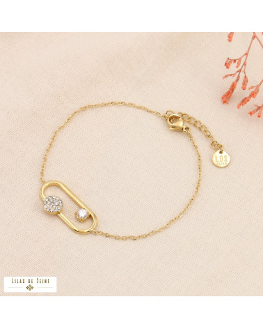 Bracelet fin trombone strass acier inoxydable ALYA doré